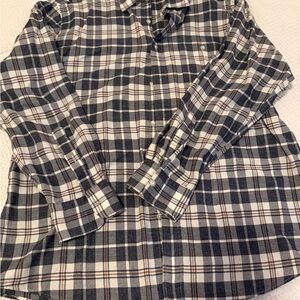 Faherty Navy and White Plaid Button-Down Shirt